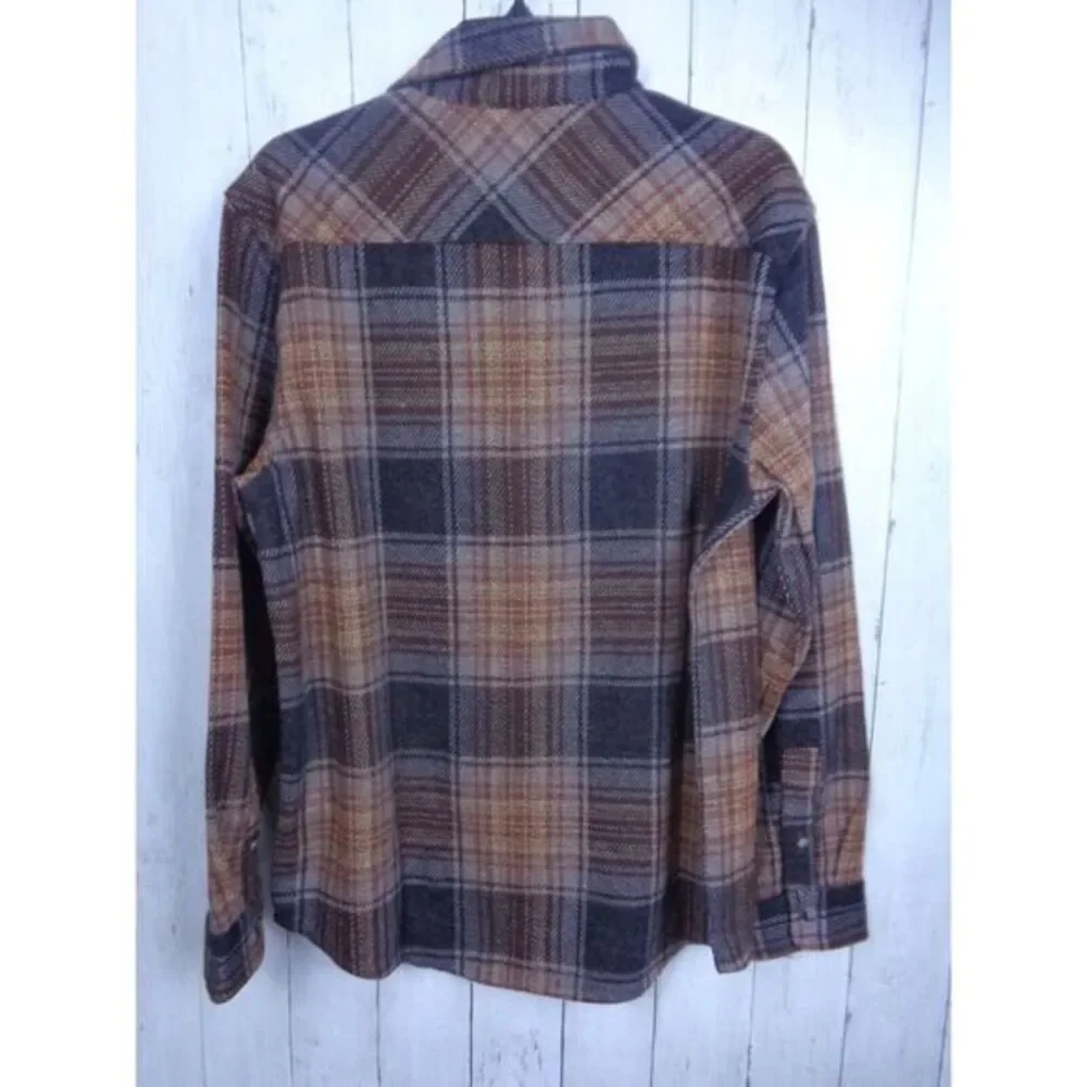 Chaps Men's Knit Brown Plaid Flannel Shirt Long Sleeve Super‎ Soft Size Small